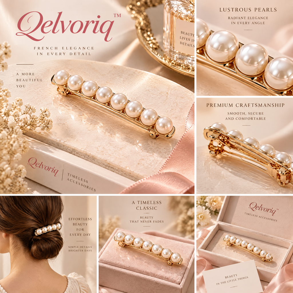 Qelvoriq™ Ivory Pearl Row Hair Barrette — image 2