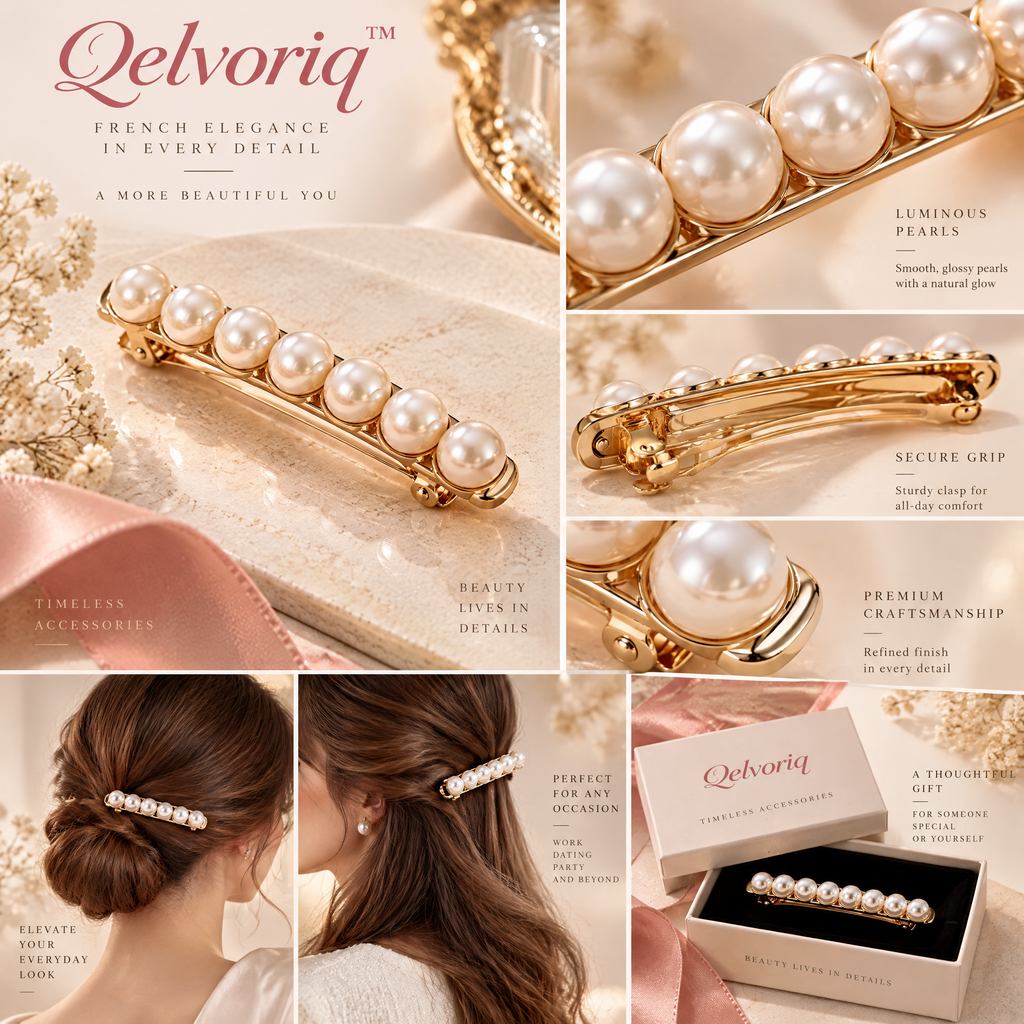 Qelvoriq™ Ivory Pearl Row Hair Barrette — image 3
