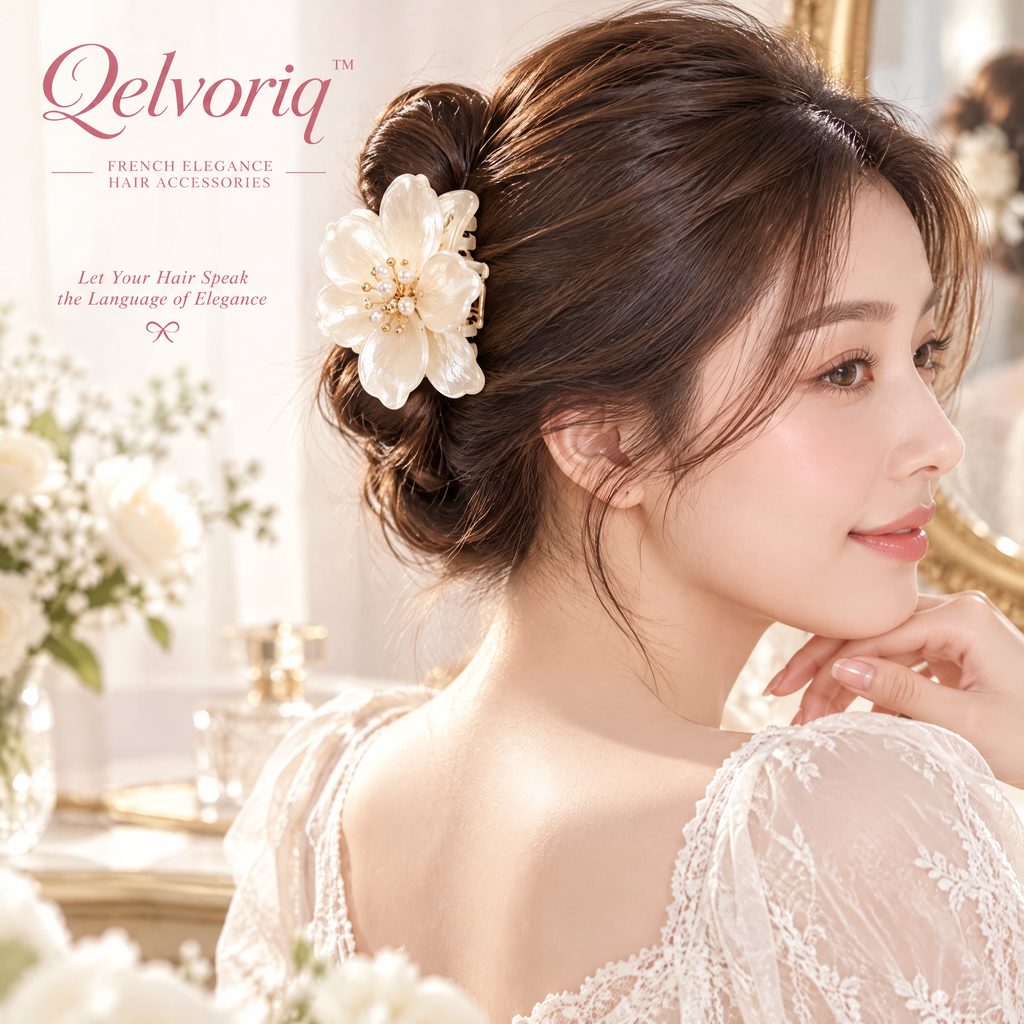 Qelvoriq™ Ivory Blossom Floral Hair Claw Clip — image 4