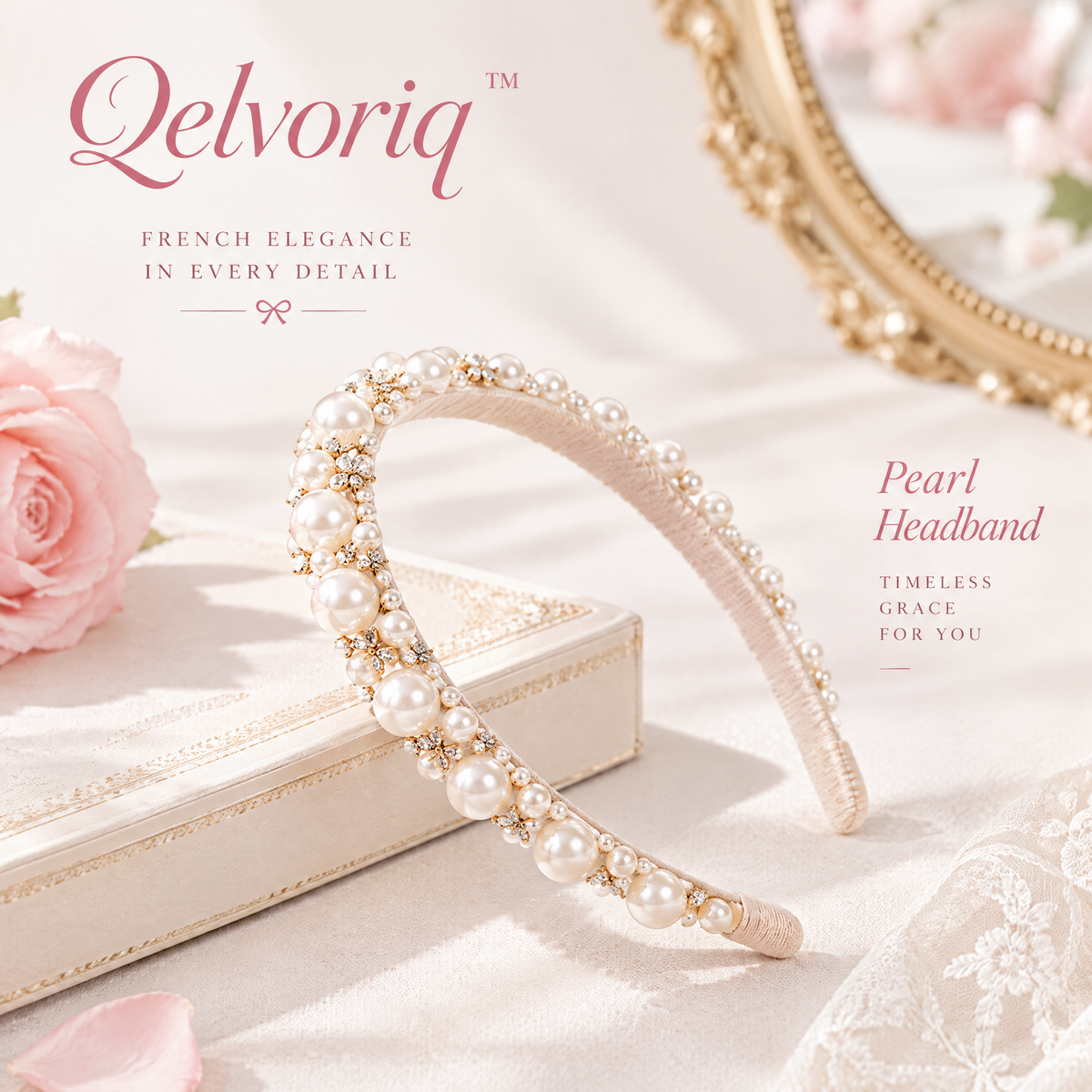 Qelvoriq™ Ivory Pearl & Crystal-Accent Headband — image 1