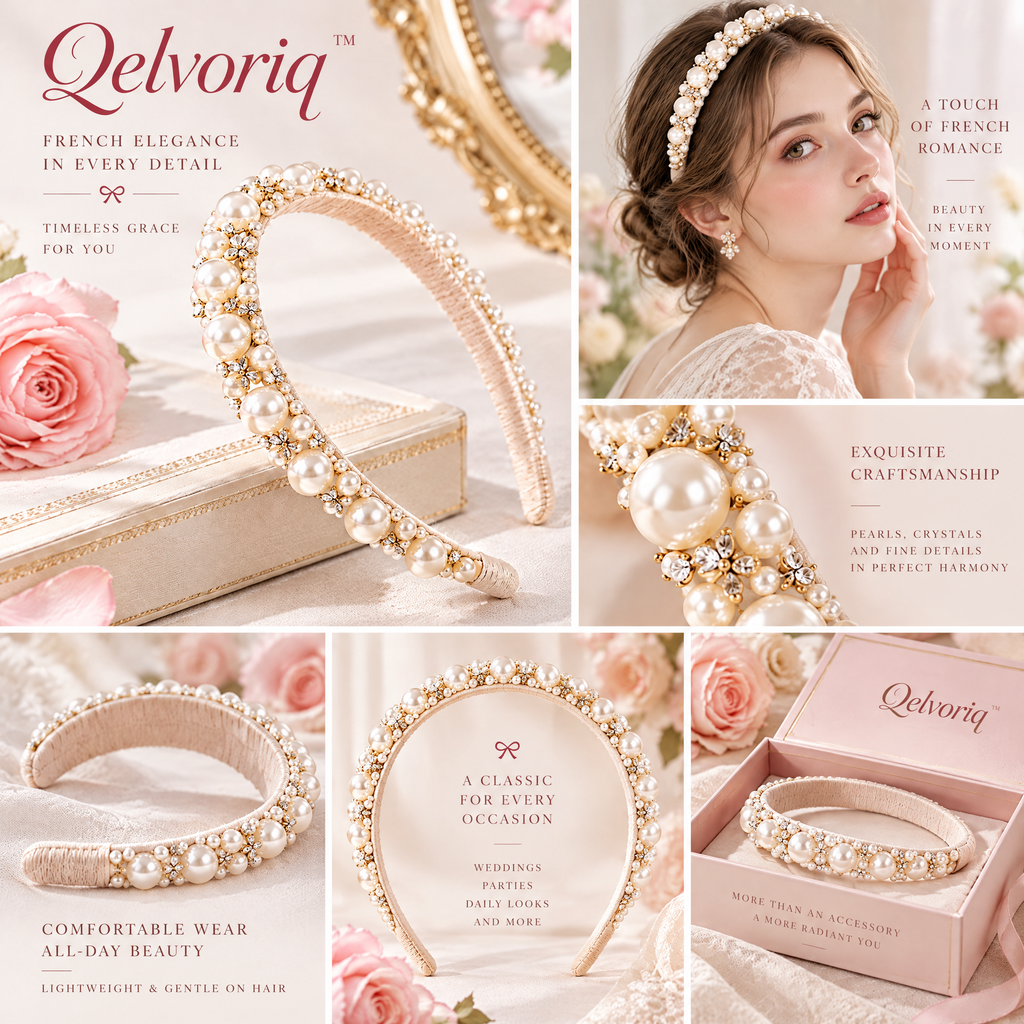 Qelvoriq™ Ivory Pearl & Crystal-Accent Headband — image 2