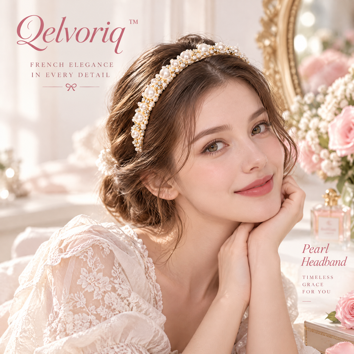 Qelvoriq™ Ivory Pearl & Crystal-Accent Headband — image 4
